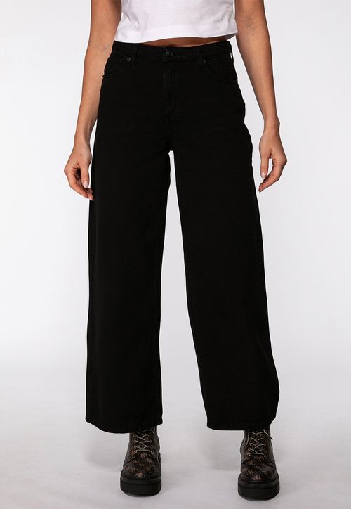 Calça de Sarja Wide Leg Preto