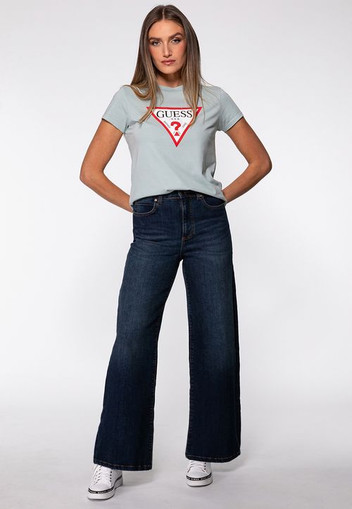 Calça Jeans Guess Wide Leg Azul Escuro