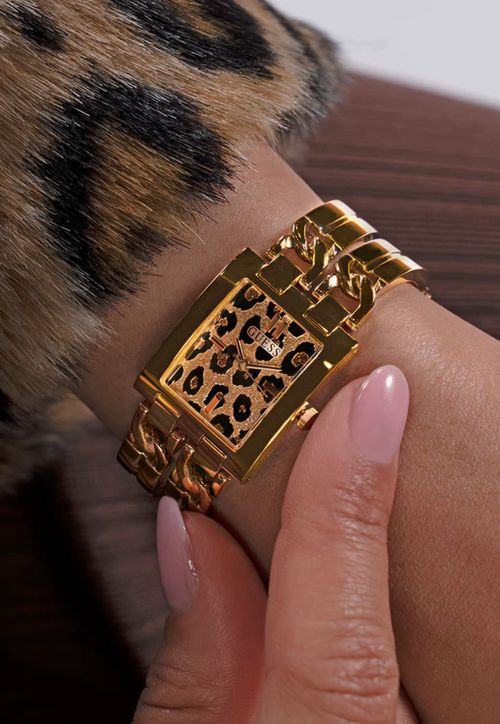 Relógio Animal Print Pulseira Dourado