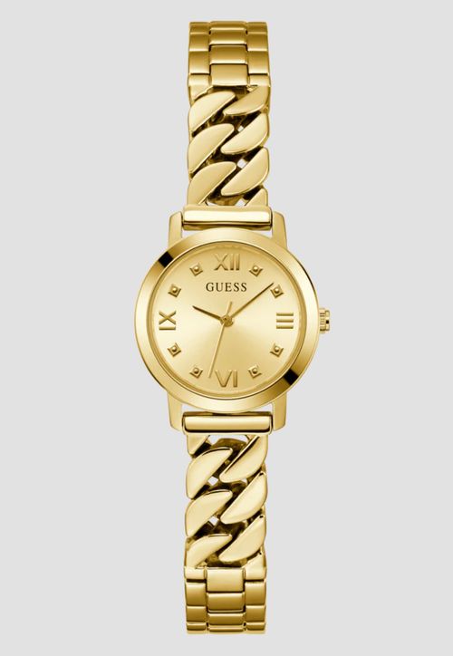 Relógio Redondo Pulseira Aço Dourado