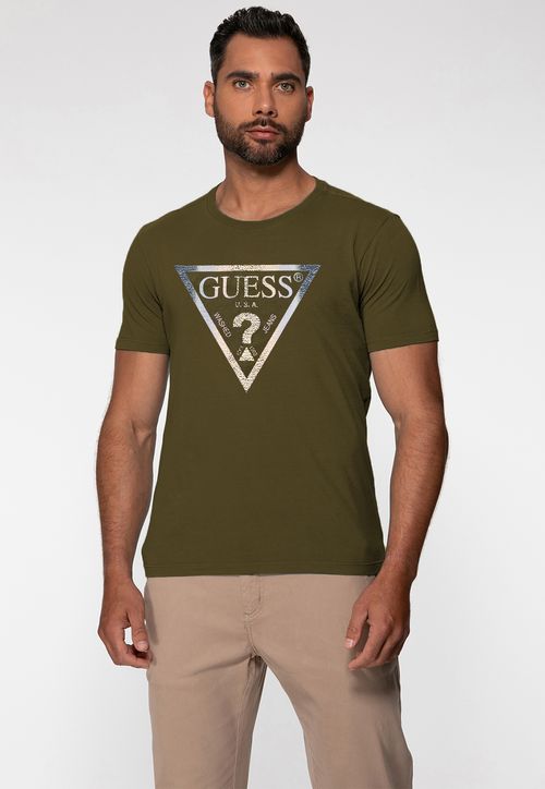 T-shirt Guess Triang Estampado Verde Oliva