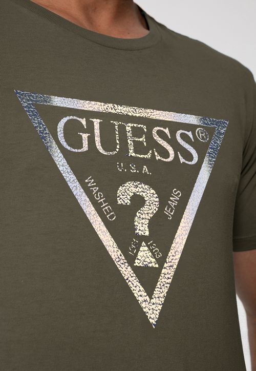 T-shirt Guess Triang Estampado Verde Oliva