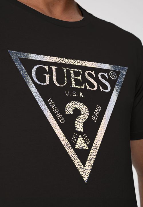 T-shirt Guess Triang Estampado Preto
