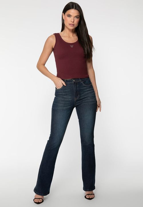 Regata Guess Rib Triang Hot Fix Cropped Bordô