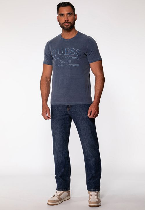 Camiseta Bordado Estonado Azul