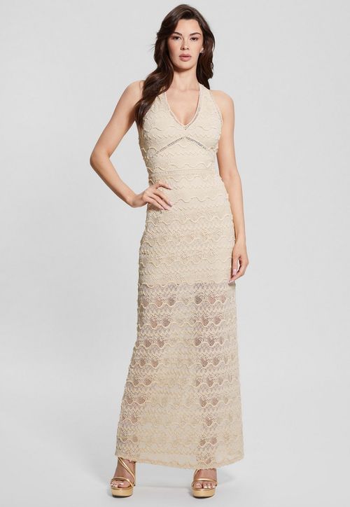 Vestido Longo Liza Renda Guess Bege