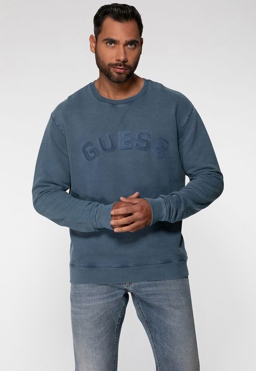 Moletom Guess Aplique Peito Azul