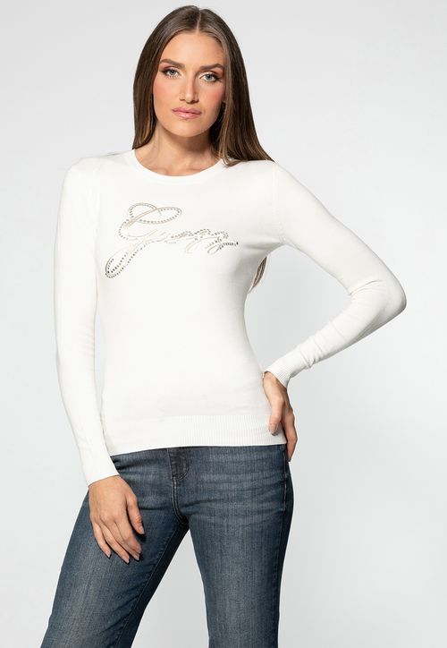 Blusa de Tricot Bordada Eco Off White