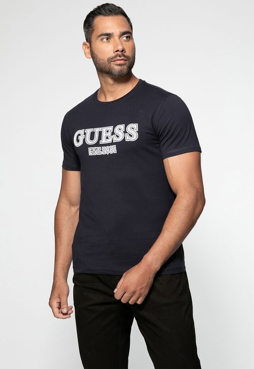 Camiseta Eco GUESS Flocado Azul Escuro