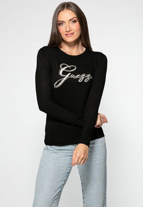 Blusa de Tricot Bordada Eco Preto