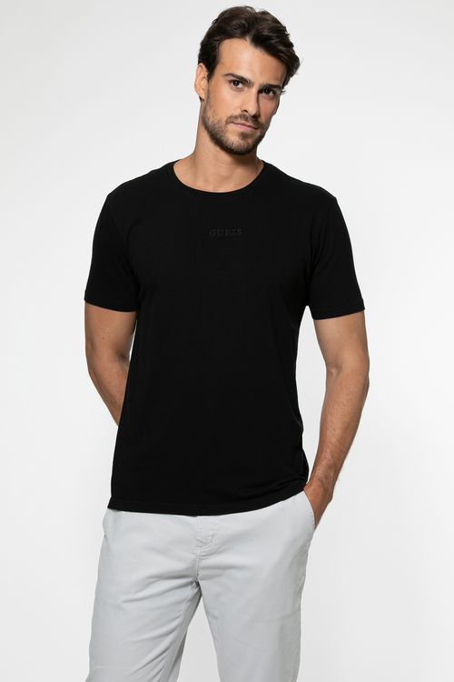 Camiseta Guess Bordado Centro Preto