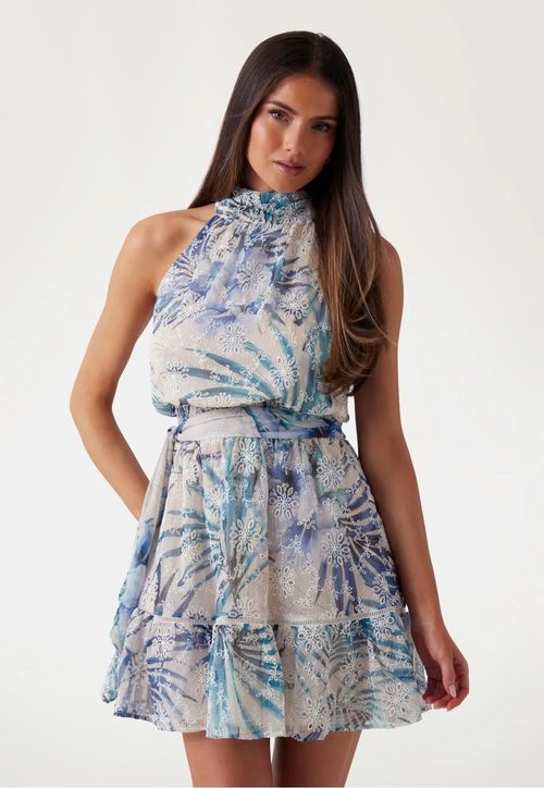 Vestido Curto Chiffon Eco Azul