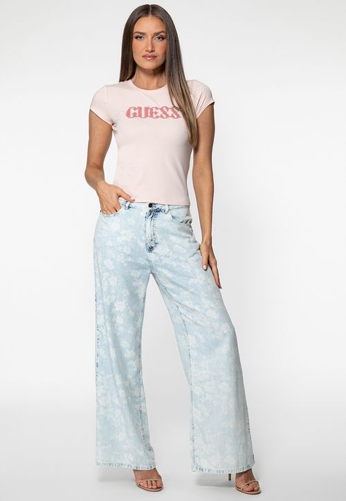 Camiseta Guess Slim Fit Eco Rosa Claro