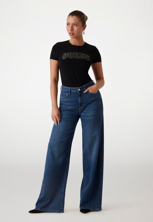 Camiseta Eco Guess Renda E Hot Fix Preto