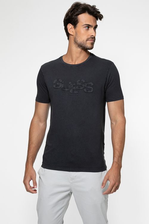 Camiseta Guess Aplique Sarja Preto