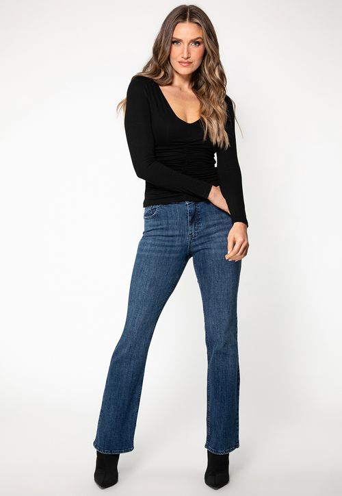Calça Jeans Bootcut Azul Escuro
