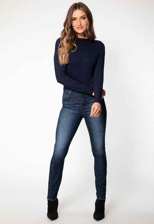 Calça Jeans High Rise Skinny Azul Escuro