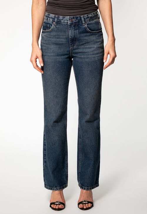 Calça Jeans Straight Leg Azul Escuro