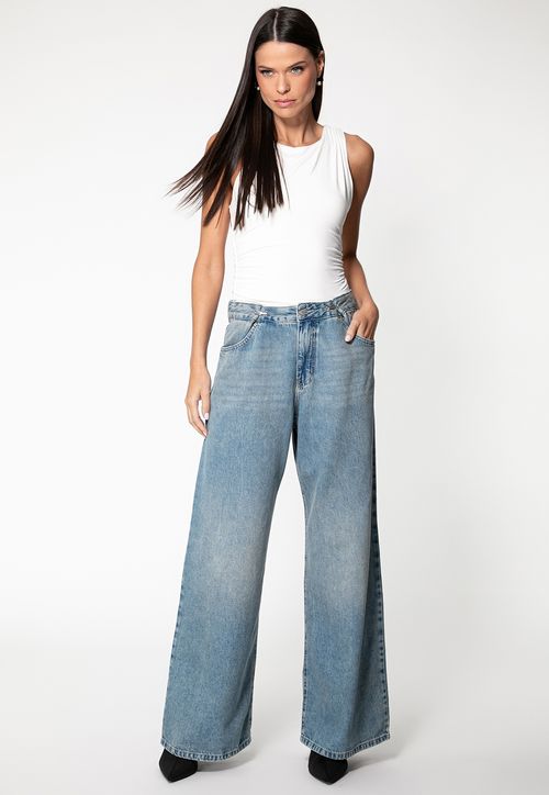 Blusa Sem Manga Franzido Creme