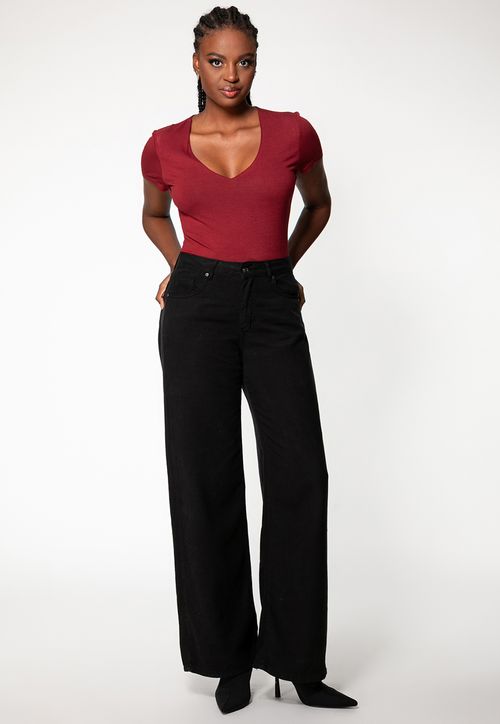 Blusa Viscose Decote V Vinho