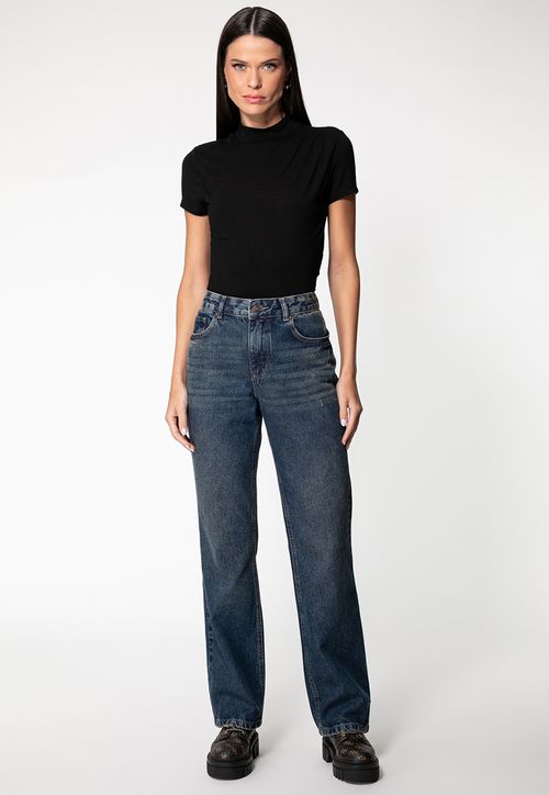 Blusa Viscose Gola Alta Preto