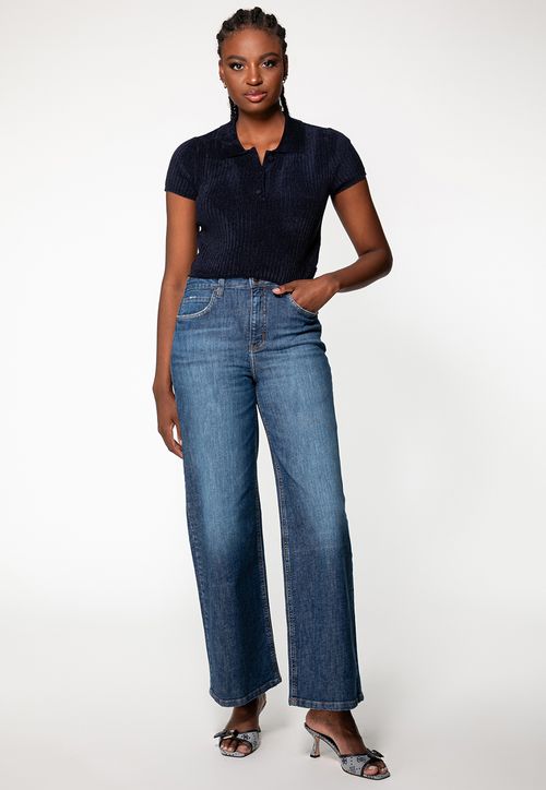 Calça Jeans Wide Leg Azul