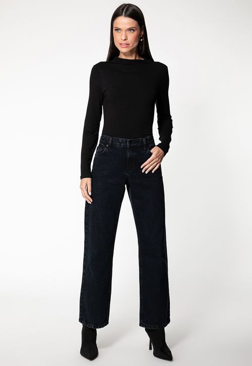 Blusa Viscose Manga Longa Gola Preto