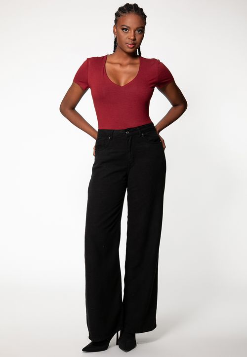 Calça Wide Leg Lyocel Preto