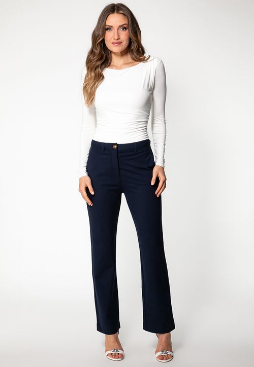 Calça Alfaiataria Reta Eco Azul Marinho