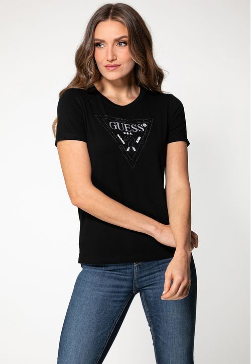 Camiseta Viscose Logo Hotfix Cristal Preto