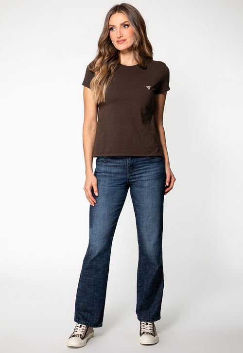 Camiseta Etiqueta Guess Triangulo Marrom