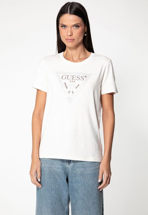 Camiseta Viscose Logo Hotfix Cristal Creme