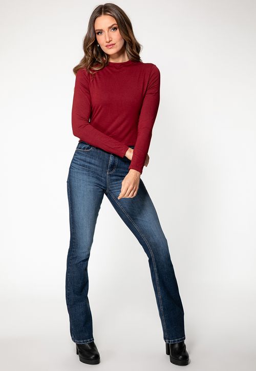 Blusa Viscose Manga Longa Gola Vinho