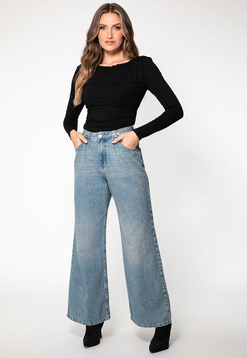 Calça Jeans Wide Leg Pence Azul Claro