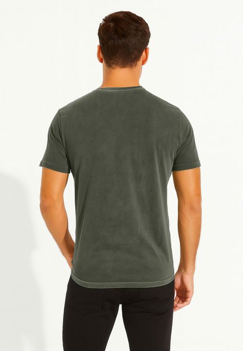 Camiseta Guess Silk Laser Estonada Verde Escuro