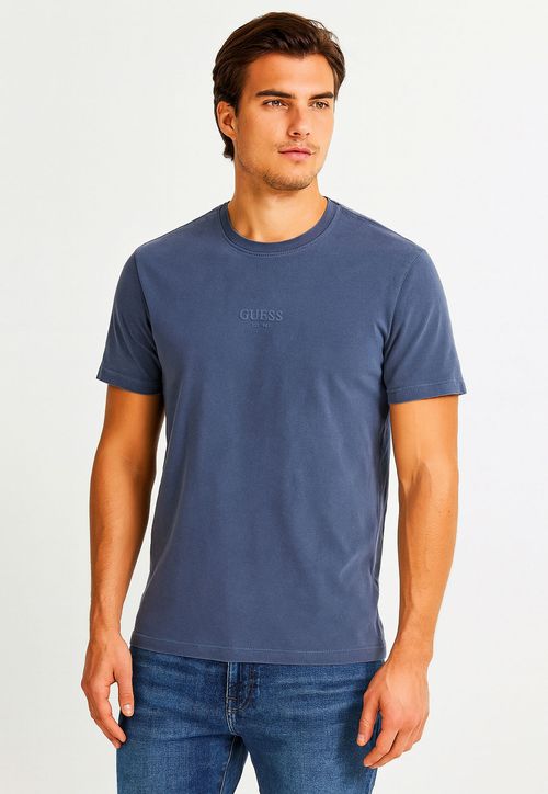 Camiseta Guess Silk Laser Estonada Azul