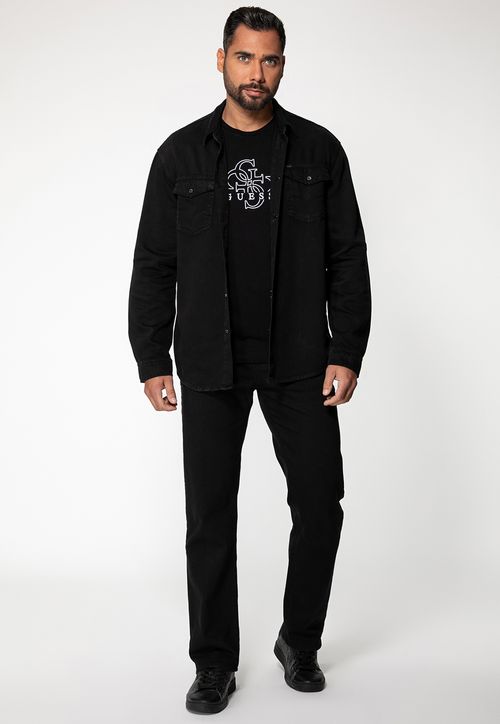 Camisa em Sarja Estonada Preto