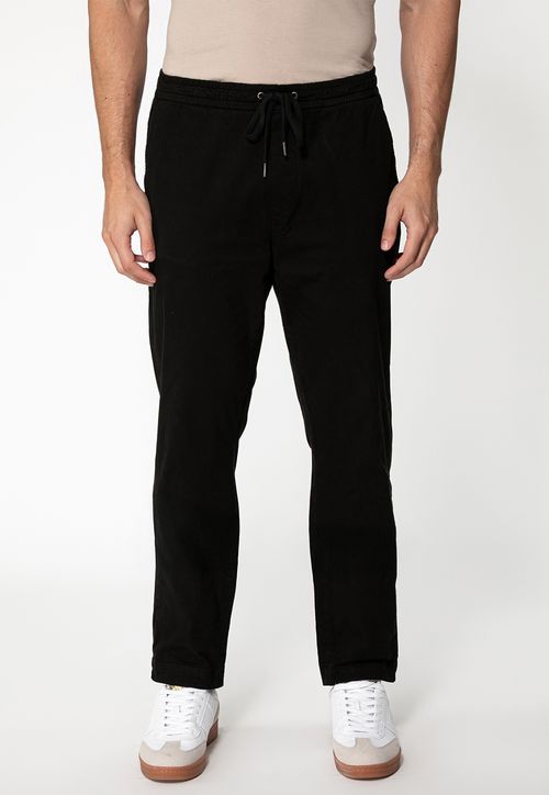 Calça Sarja Slim Elástico e Cadarço Preto