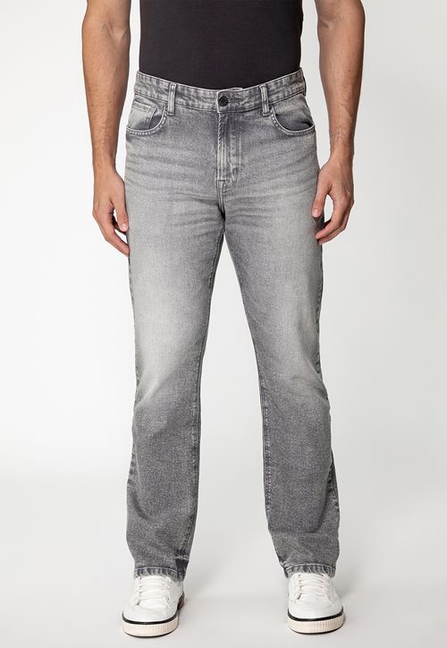 Calça Jeans Regular Straight Cinza