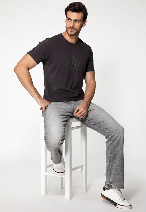 Calça Jeans Regular Straight Cinza