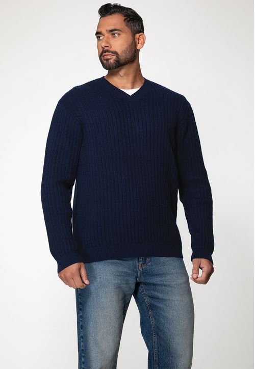 Suéter de Tricot Azul Escuro