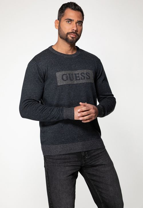 Blusa de Tricot Logo Azul Escuro
