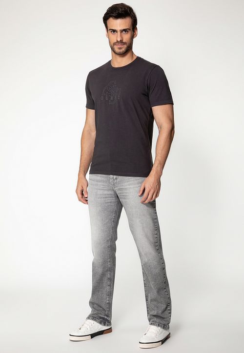 Camiseta 4G Bordado Cinza Escuro