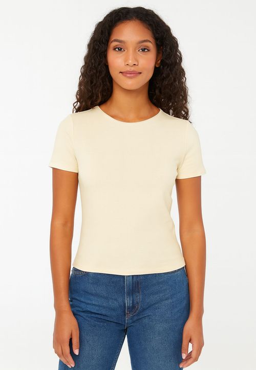 Blusa Viscose Manga Curta Creme