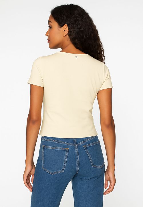 Blusa Viscose Manga Curta Creme