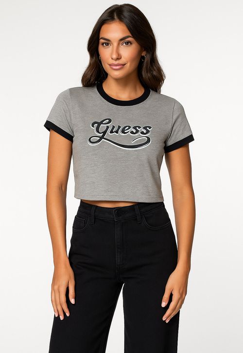 Cropped GUESS Emborrachado Cinza