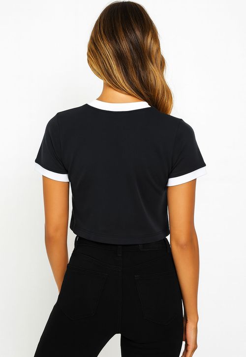 Cropped GUESS Emborrachado Preto