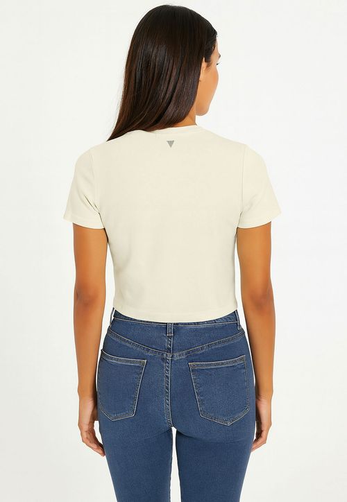 Blusa Baby Tee Hotfix GUESS Creme