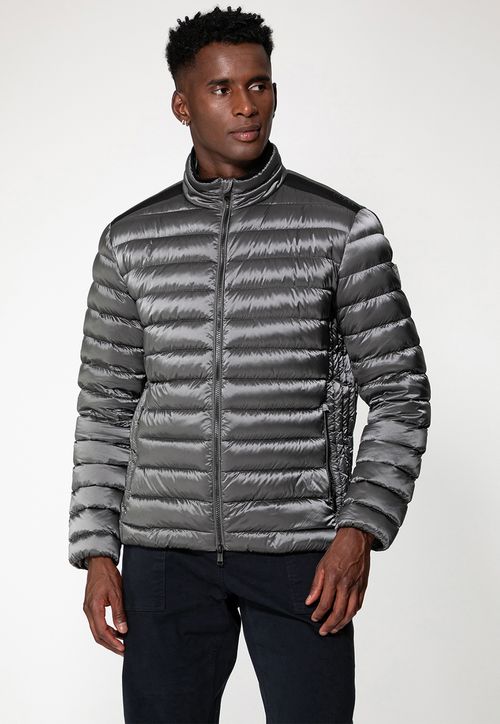 Jaqueta Puffer Gola Alta Cinza