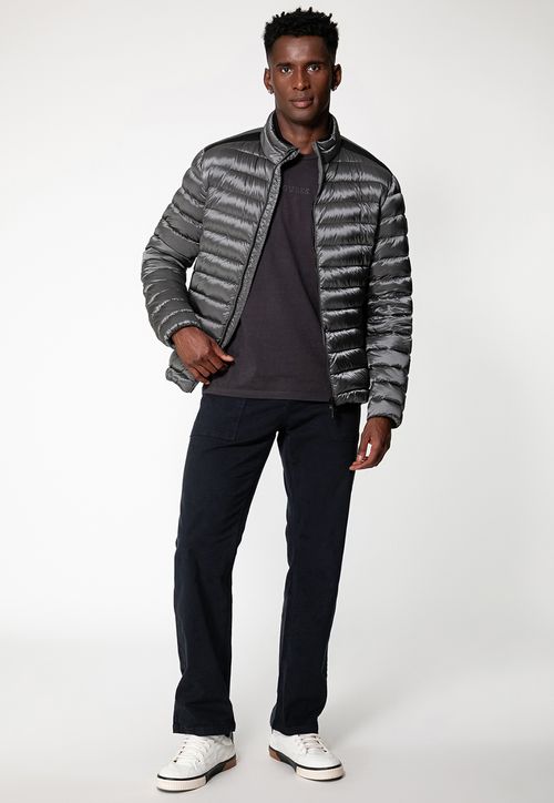Jaqueta Puffer Gola Alta Cinza